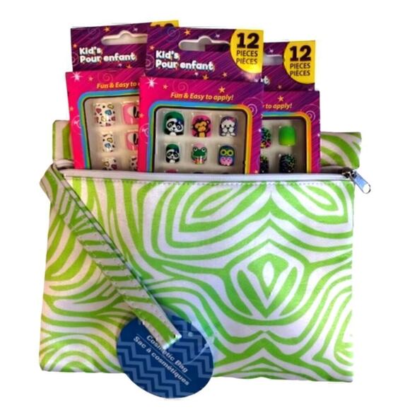 Kid's Fashion Press on Nails and Cosmetic Bag - Picture 1 of 5